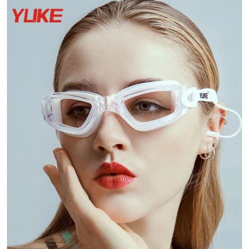 YUKE Men Women Professional Outdoor Sports Waterproof Anti-fog Swimming Goggles Earplugs HD Glasses Frame Adult Swimming Eyewear