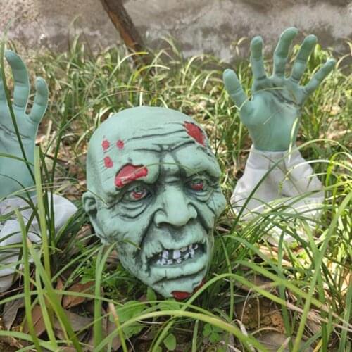 1 Set Skeleton Bone Head Realistic Gothic Style Easy to Install Skeleton Stakes Hands Halloween Decorations Set Halloween Party