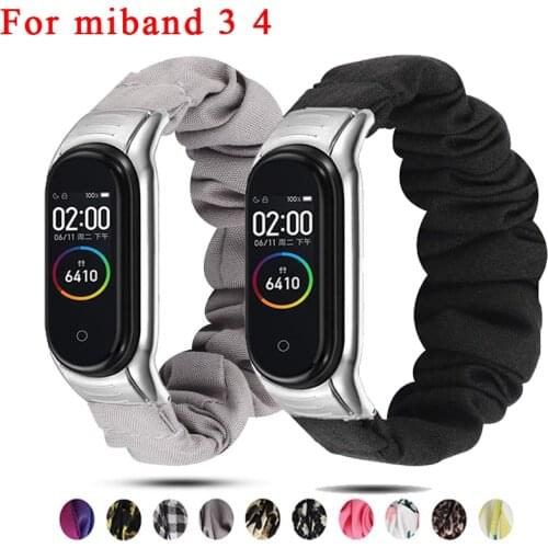 Scrunchie Elastic watch bands for Xiaomi Mi band 4 3 strap women watchband for mi band 4 3 Bracelet sport Breathable band miband