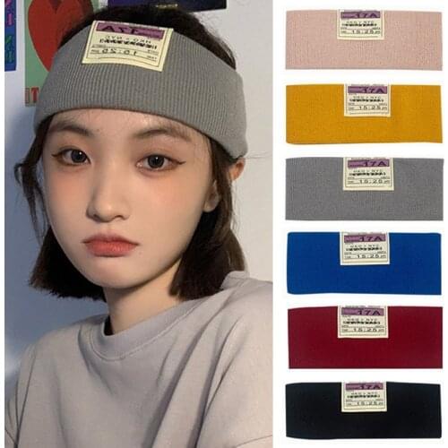 Yoga Hair Bands Woman Pure Color Letter Knitted Wide Headbands Men Stretchy Fitness Workout Sport Hairbands Hair Accessories