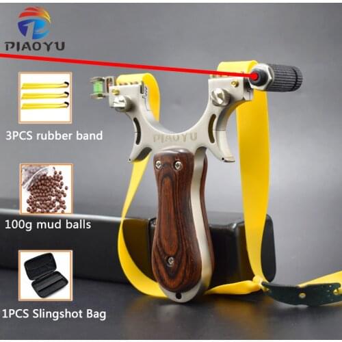 PIAOYU New Stainless Steel Slingshot Hunting Catapult with 3 Types of Sights Professional Outdoor Shooting Sling Shot Set