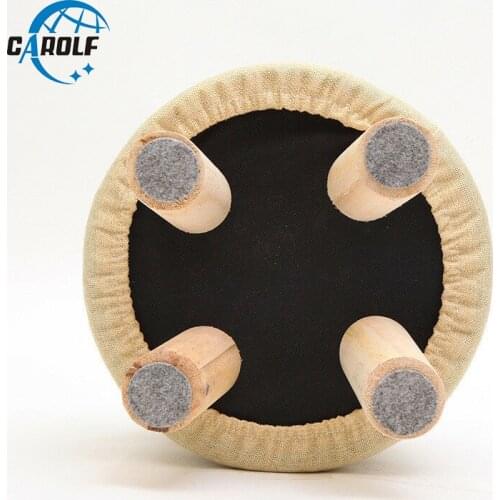 Luxury Modern Upholstered Footstool Nordic Round Stool Wooden Leg Pattern Round Fabric 4 Legs