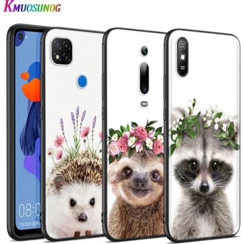 Silicone Cover Raccoon Fox Animal Flower For Xiaomi Redmi 9T 9 9C 9A 9AT 9i 8 8A 7 6 Pro 7A 6A 5 5A 4X Plus Phone Case