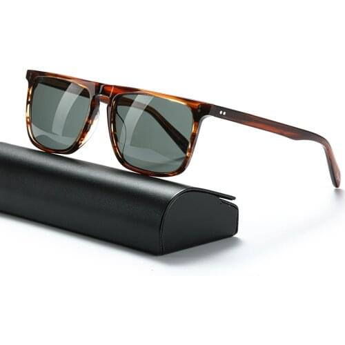 Retro Square Sunglasses Polarized Glass G15 Lens Anti-UV Eyeglasses Acetate Frame Men 2019 Sun Glasses Fashion Driving Glasses