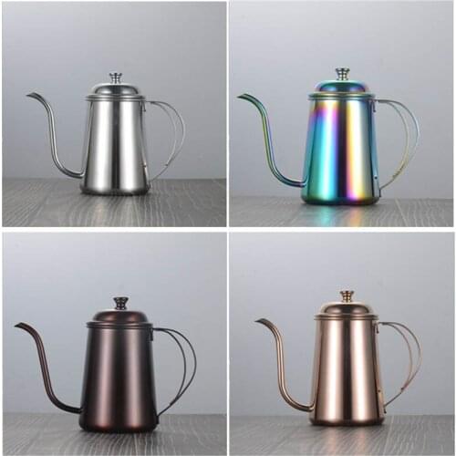 Thicken SUS 304 Stainless Steel Long Narrow Coffee Pot Punch, Tea Pot Percolators, Hanging ear Coffee Hand Drip Pot coffee maker