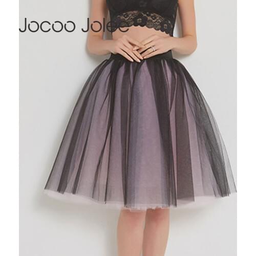 Jocoo Jolee 5 Layers Tulle Skirt Women Summer Ball Gown Midi Skirts Elegant Pleated Dance Tutu Skirts Casual Puff Skirts