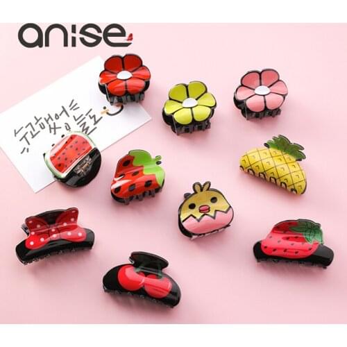 Anise Cute Cartoon Flower Fruit Hairpins For Women Bow Knot Hair Clips Crab Hair Claws Girls Barrettes Headwear Accessories