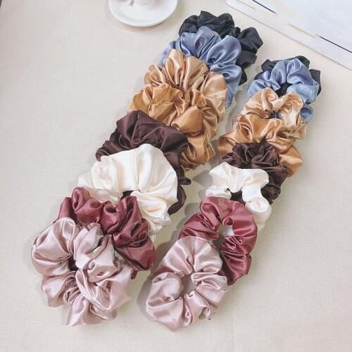 1PCS/Lot Satin Silk Scrunchies Women Elastic Rubber Hair Bands Girls Solid Ponytail Holder Hair Ties Rope Hair Accessories Set