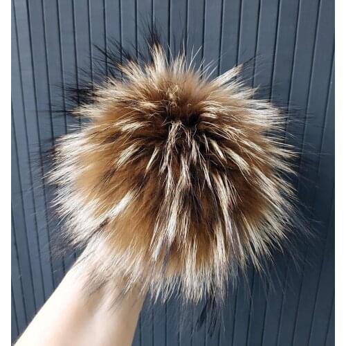 2pcs/lot Fur Raccoon Pom pom 15cm Large Huge Fur Pompoms Real Fur Pom pom Pink Raccoon Pompom For Hats Beanie Scarf 25 colors