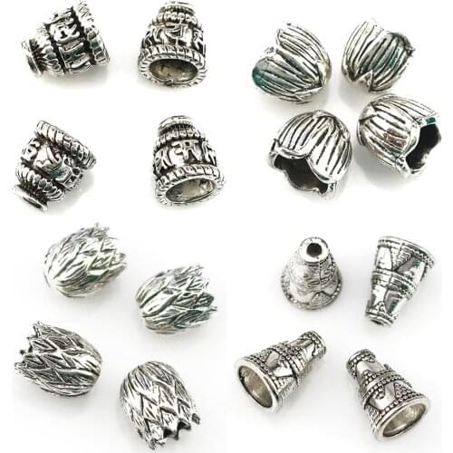 5pcs/set Mixed Zinc Alloy Torus Plated Silver Bead Caps For Jewelry Making Bracelet Necklace DIY Bead Caps Accessories