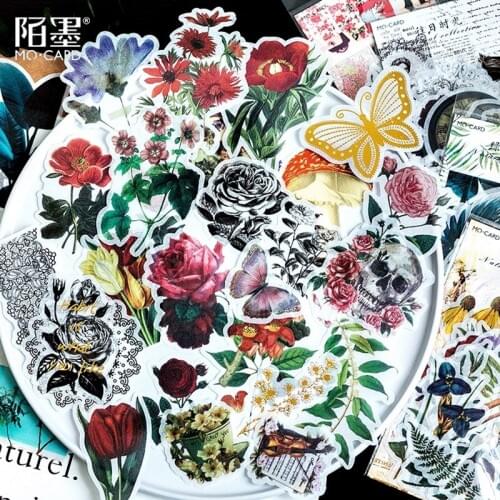 60 pcs/lot vintage Gold plant flower Skull decoration paper sticker package DIY diary decoration sticker album scrapbooking