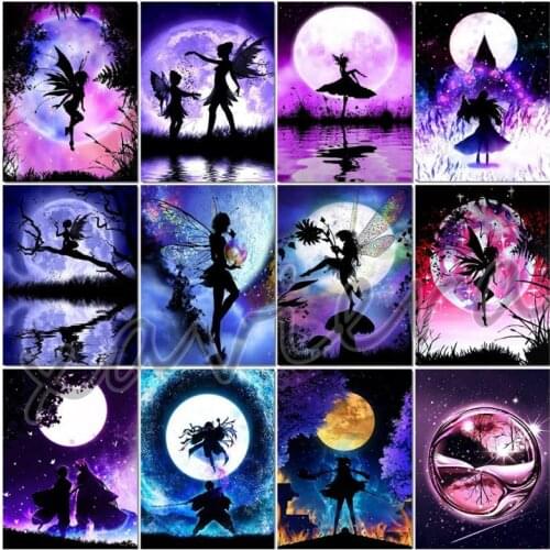 Xaviera Diy 5D Diamond Painting Fairy Elf Full Square Drill Embroidery Moon Night Fantasy Cross Stitch Romantic Mosaic Artwork