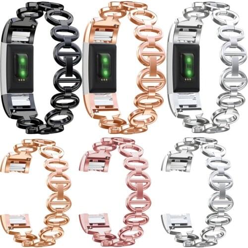 High quality Stainless Steel Link Bracelet Wristband Adjustable Replacement Bands Strap for Fitbit Charge 2 band large small