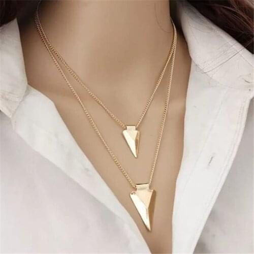 LIMARIO Punk Big Link Chain Necklace Choker for Women Steampunk Multi Layered Triangle Pendant Necklace Statement Jewelry