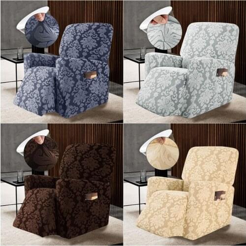 Jacquard Recliner Chair Cover Spandex Armchair Sofa Slipcover Solid Color All-inclusive Recliner Couch Cover Furniture Protector