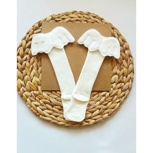 Baby girl Angel Wing Broken White Below-Knee Socks Baby Special Day to Daily Cotton Singlet