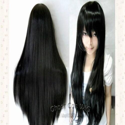 Puella Magi Madoka Magica Akemi Homura Long Black Synthetic Cosplay Party Wig Hair 80CM +Wig Cap