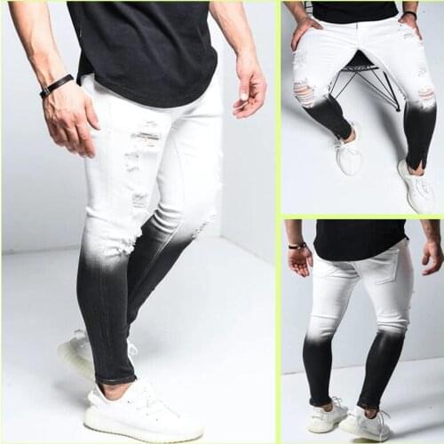 Summer Stretch Skinny Ripped Fashion Mens Jeans Men Pants Streetwear Biker Slim Fit Casual Man Sexy Hole Denim Trousers Pants