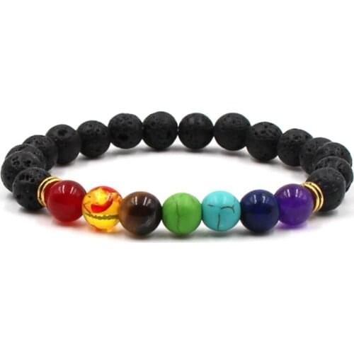Hot 7 Style 8mm Beads Stone Bracelet Distance 7 colors Bead Bracelets for Men Women Friend Gift Charm Strand Jewelry Trendy 2021