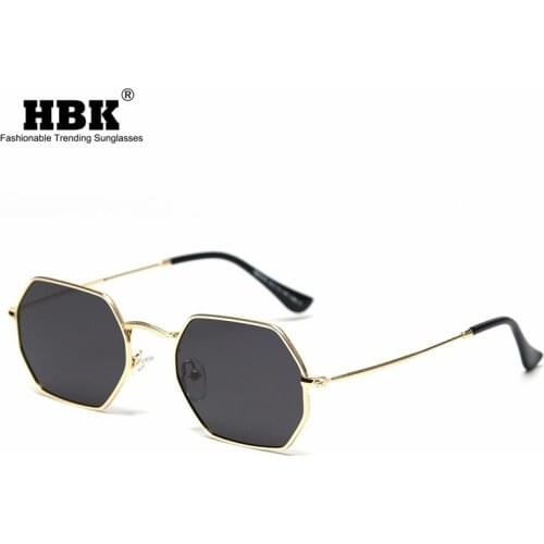 HBK Metal Retro Small Square Sunglasses Polarized Irregular Frame Fashion Sun Glasses For Men And Women UV400 Eyewear