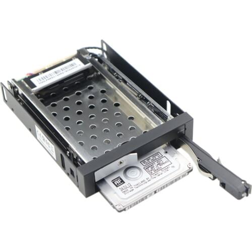 Full Metal 2 Bay 2.5 Inch SATA HDD SSD Mobile Rack Enclosure With Power Data Cables For 3.5" Floppy Drive Bay Hot Swap