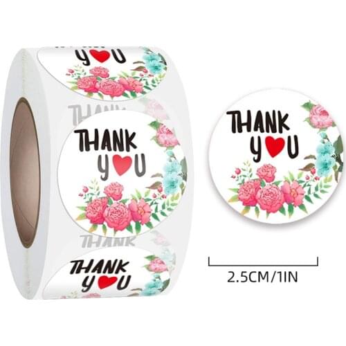 Pretty 500Pcs/roll flower Thank you stickers Seal Label for Wedding Favor Party Gift Decor Handmade Envelope Stationery Sticker