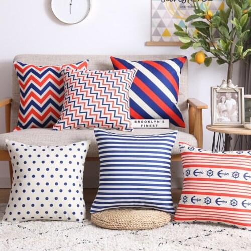 Colorful blue red Stripe Cushion Cover Simple Geometry Throw Pillow Case High Quality Car Sofa Bed Home Decor Printed Cover