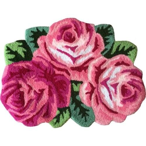 Hot sales high quality rug art rug 3D rose mat for bedroom bedside mat anti-slip rose carpet & rug blue, pink