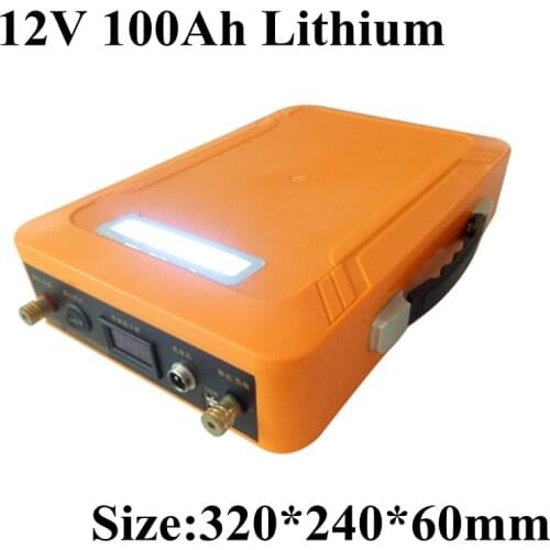 12V 100AH Lithium ion lipo li-ion Battery with Case BMS USB 5v LED light for solar EV Car Golf Cycling Electric Bicycle Part