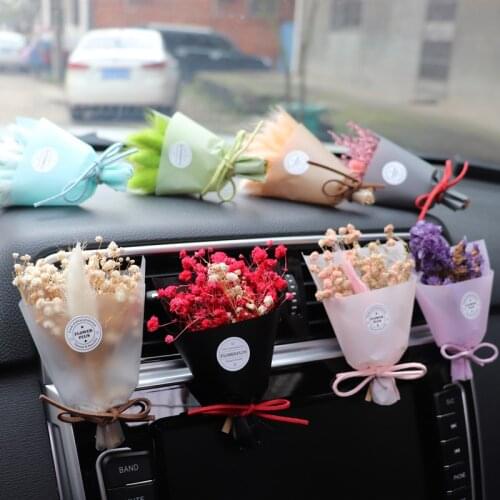 Mini Rabbit Tail Grass Dried Flower Gypsophila Flowers Car Air Freshener Car Air Outlet Clip Aromatherapy Decoration Small Fresh