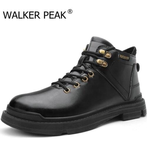 Motorcycle Men Winter Snow Boots Waterproof Non-slip Warm Mens Shoes Outdoor Male Hiking Boots Rubber Wear-resistant Work Shoes