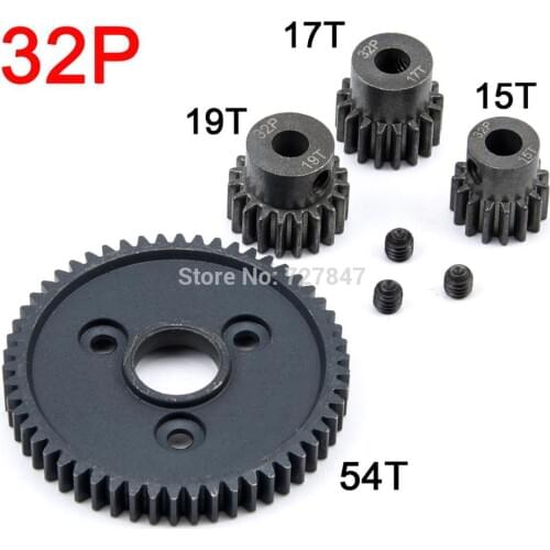 32P Steel Metal Spur Gear 54T / 15T 17T 19T Motor Pinion Gears for Traxxas Slash 4x4 Stampede 4x4 VXL Rustler 4X4 E-Revo T-Maxx