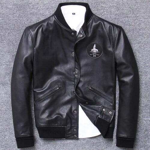 Sheep skin genuine clothing male 2020 autumn self-cultivation day handsome tide exquisite leather jacket stand goatskin