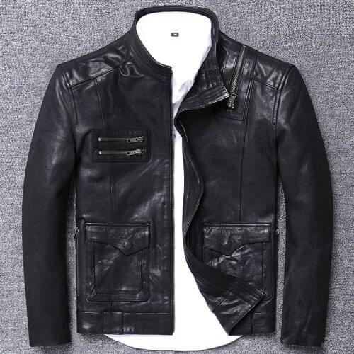 2020 Autumn Pure Head Layer Vegetable Tanning Sheep Skin Clothing Haining Man Leather Jacket Genuine