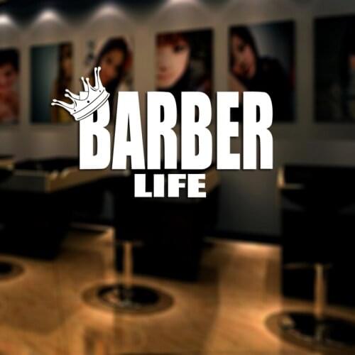 Man Barber Shop Crown Sticker Name Chop Bread Decal Haircut King Posters Vinyl Wall Art Decals Decor Windows Decoration Mural