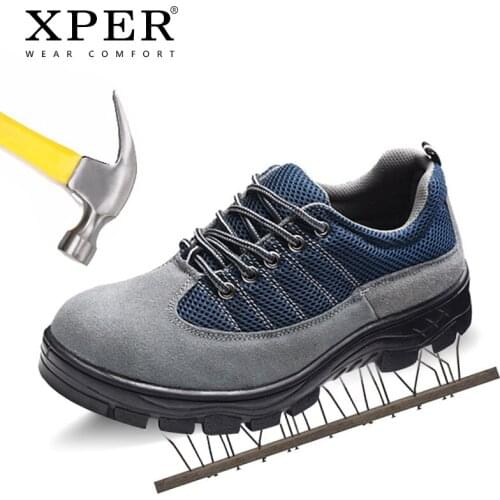 XPER Safety Shoes Men Steel Toe Outdoor Casual Work Footwear Males Breathable Anti-smashing Anti-puncture Brand Sneakers #XP035