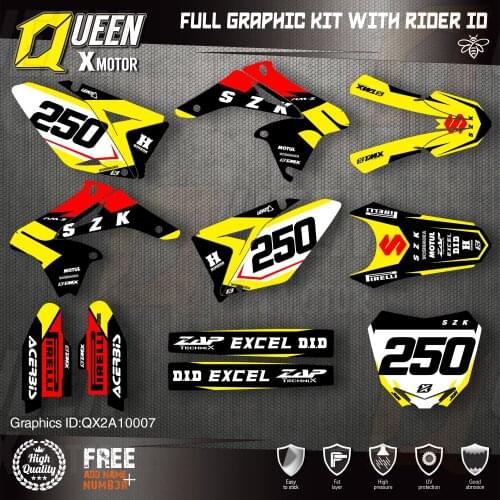 Queen X MOTOR Custom Team Graphics Decals Stickers Kit For SUZUKI Decal 2010-2018 RMZ250 007
