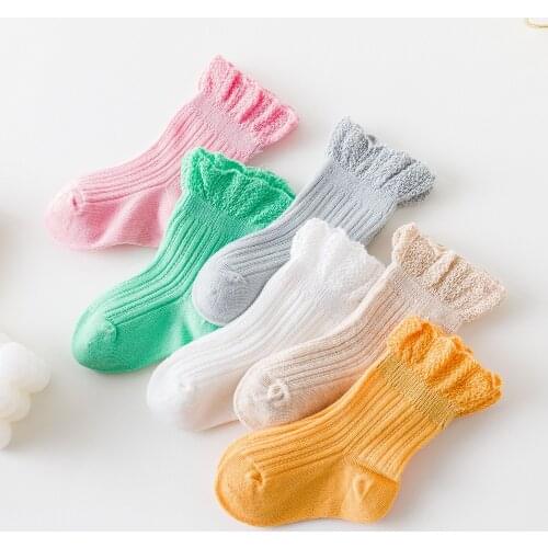 Baby Socks Lotus Leaf Lace Loose Mouth Socks Girl Newborn Socks Combed Cotton Boneless Stitched Childrens Socks