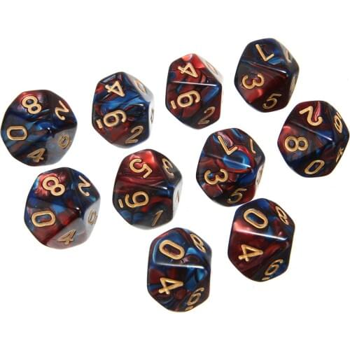 New 10Pcs Black Red 16mm D10 Sided Dice Polyhedral Dice For Birthday Parties Board Table Game Funny Dices Wholesale