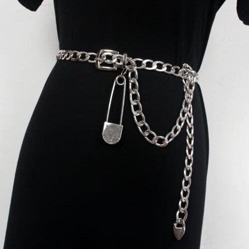 2021 New Metal Pendant pin Waist Chain Women Casual Elegant Pin Buckle Chain Female Corset Belt Tide accessories