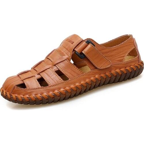 Extra Large Mens Sandals 45-47 Summer Leather Plus Fertilizer Widened Extra Large Outdoor Casual Cool Shoes