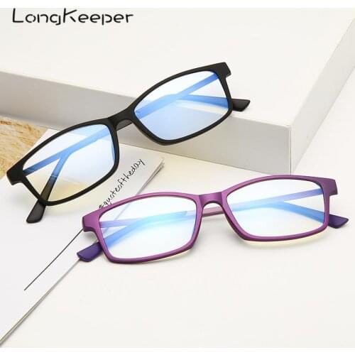 LongKeeper Anti Blue Light Glasses Women Men Computer Gaming Eyeglasses TR90 Black Clear Lens Eyewear Spectacle Frames UV400