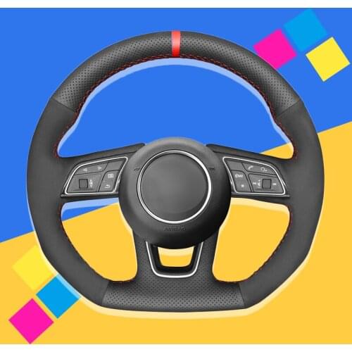 Auto Braid On The Steering Wheel Cover for Audi A3 (8V) A4 (B9) Avant A5 (F5) A1 (8X) Sportback Q2 2016-2019 Interior Car Covers