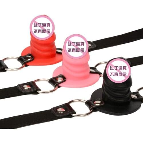 Open Mouth Penis Gag Oral Dildo Plug Leather Fetish Bdsm Bondage Restraints Adult Sex Toys for Couples Women Sex Games Mouth Gag