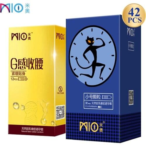 MIO Condom Ultra Small Size 49mm G-spot Stimulation Extra Lubricant 3 Segments 230 Large Bumps Spike Condoms Sex Toy for Men