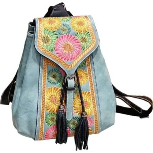 Luxury womens backpack 2021 new retro Chinese style embroidery handbags four seasons commuter classic original design authentic