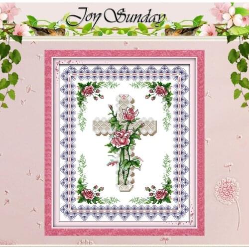 Rose &cross Patterns Counted Cross Stitch 11CT 14CT Cross Stitch Sets Wholesale Chinese Cross-stitch Kits Embroidery Needlework