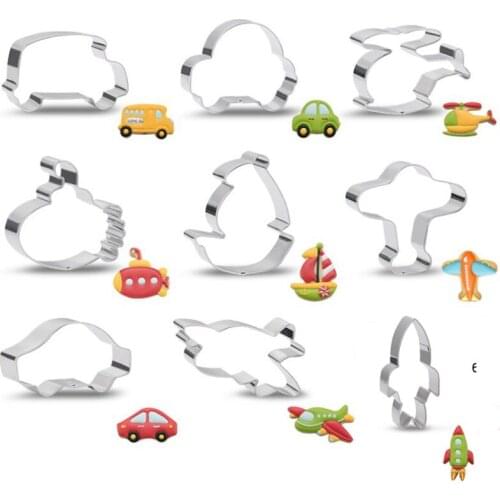 Airplane rocket wagon train ferry stainless steel cookie cutters party Biscuit mold fondant cake Pastry decor cupcake topper