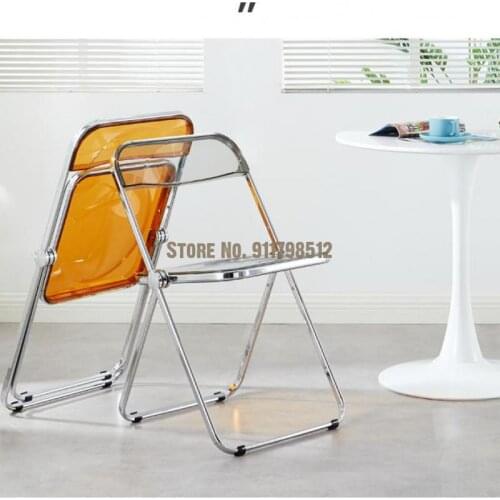 Net red transparent chair backrest makeup desk office acrylic crystal dining chair clothing store photo folding chair stool