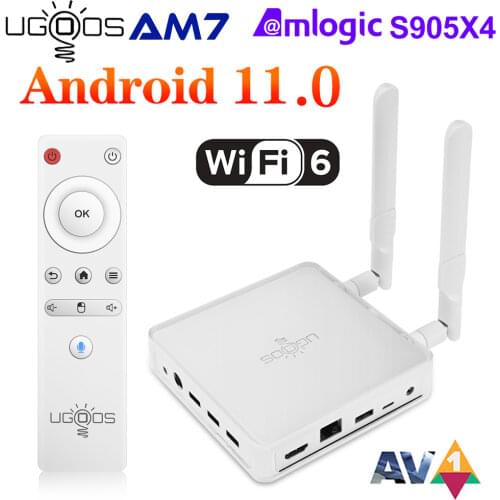 2021 UGOOS AM7 TV BOX Android 11 Amlogic S905X4 DDR4 4GB RAM 32GB ROM Support AV1 CEC HDR WiFi6 1000M BT5.0 OTT 4K TV BOX